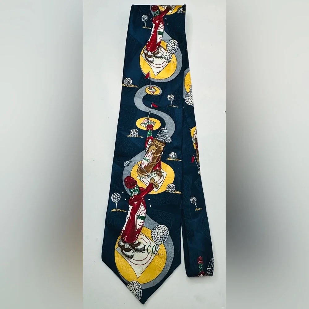Men’s Vintage Silk Tabasco Brand Tabasco/Golf Themed Tie Multi Colored Necktie
